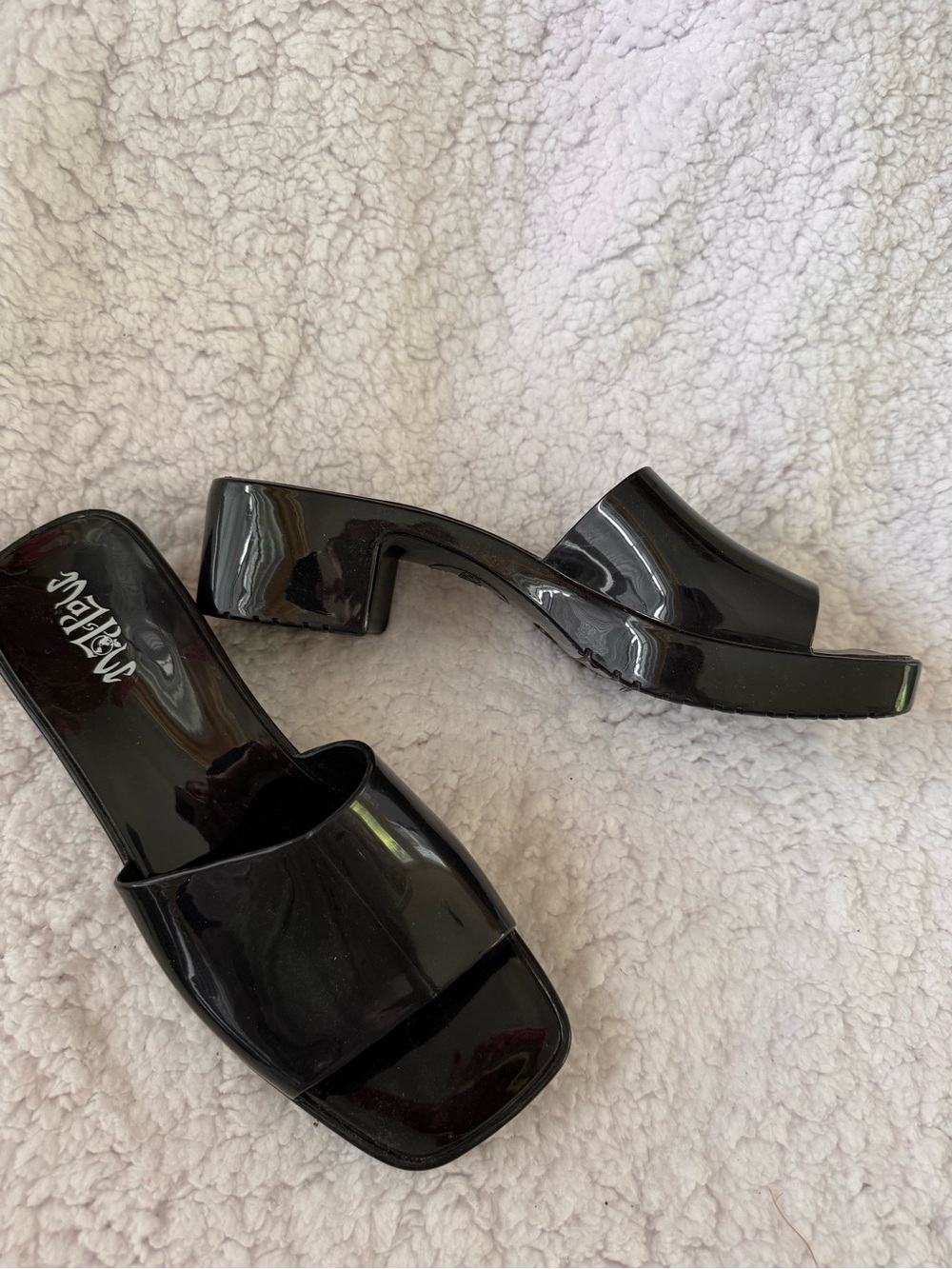 Women's Black Patent Slide Heels